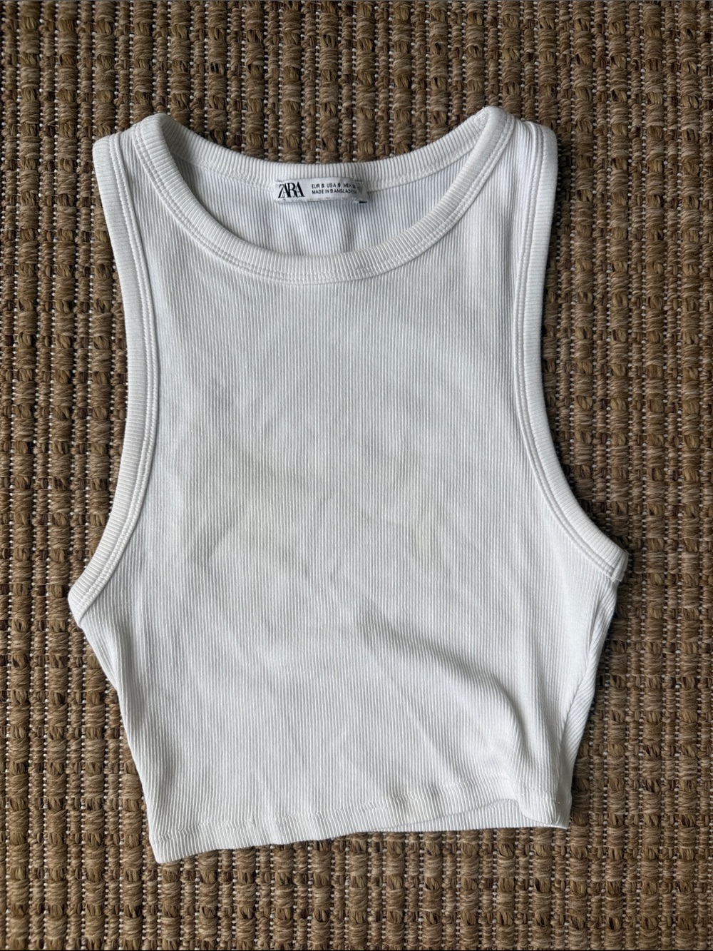 Zara Cream Ribbed Crop Tank